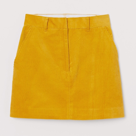 H&M Trend Cotton Corduroy Skirt in Yellow - Picture 2 of 4